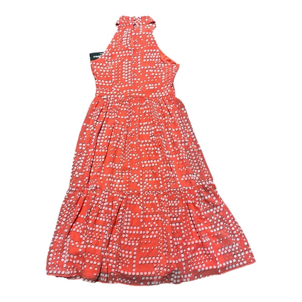 KARL LAGERFELD PARIS Bow-Neck Halter Midi Chiffon Dress Tangerine Size 6/8 NWT - Picture 7 of 14